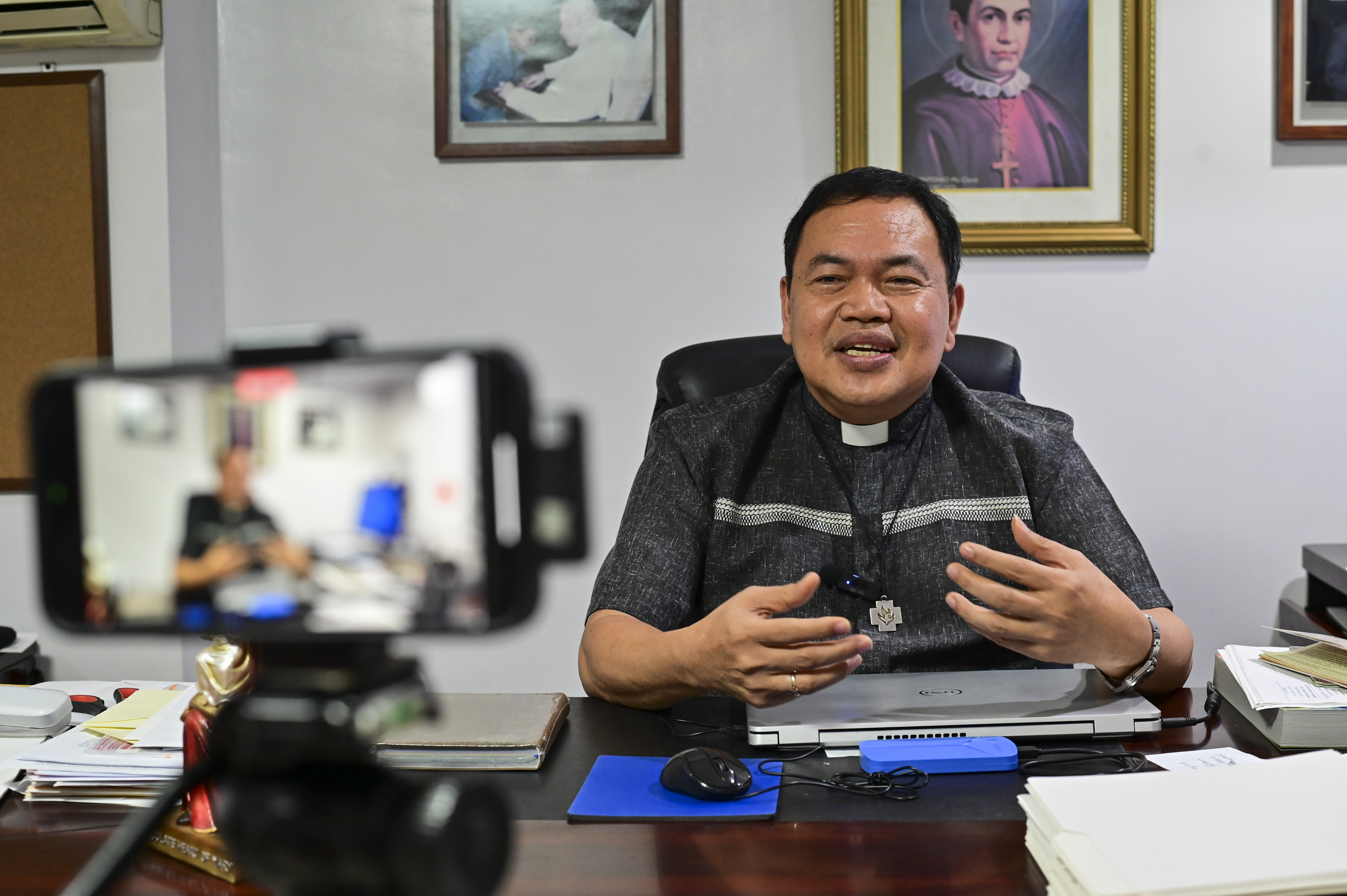 Cubao Bishop Elias Ayuban during his interview with ABS-CBN News days before his episcopal consecration. 📷 Maria Tan, ABS-CBN News