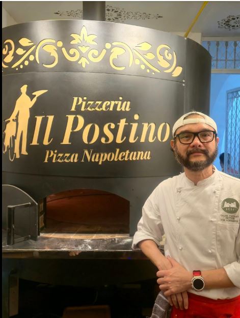 Chef Wency Cornejo in the new pizzeria at San Pablo City, Laguna. Photo from Wency Cornejo's Facebook page